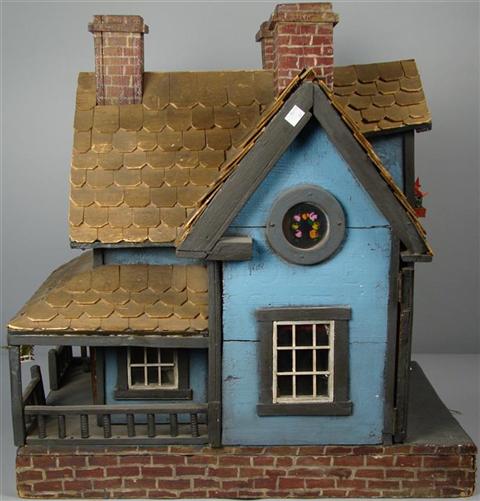 GABLED BLUE PAINTED VICTORIAN DOLLHOUSE
