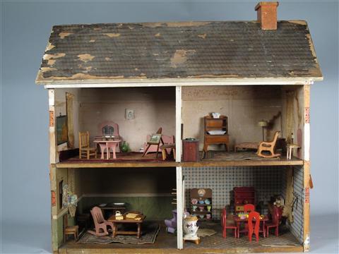 FURNISHED ANTIQUE TWO STORY DOLLHOUSE 145241