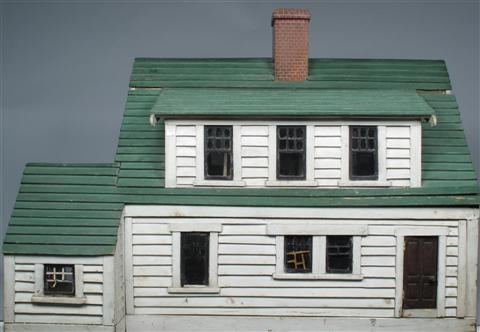 WHITE PAINTED WOOD CLAPBOARD DOLLHOUSE