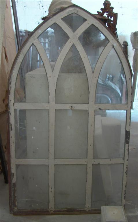 FOUR AMERICAN ARCHED METAL AND GLASS