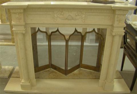 A CREAMY WHITE MARBLE CHIMNEY PIECE FIREPLACE 14525f