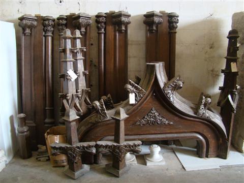 PAIR OF MONUMENTAL GOTHIC STYLE OAK