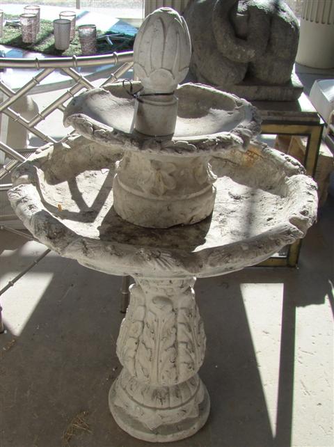 TWO-TIERED CARVED STONE FOUNTAIN