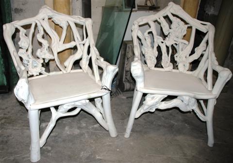 PAIR OF WHITE PAINTED ROOT ARM