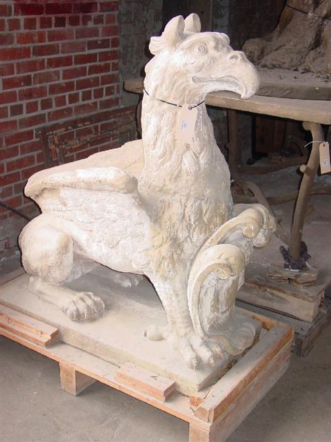 FRENCH TERRA COTTA GRIFFON SIGNED