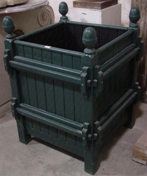 PAIR MEDIUM GREEN PAINTED PLANTERS 1452a4