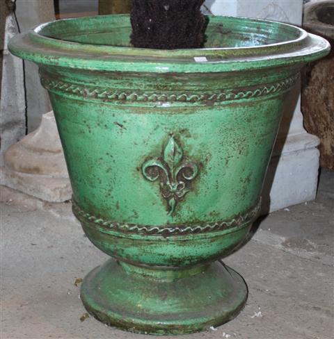 PAIR OF FRENCH ANDUZE GREEN GLAZED 1452a6