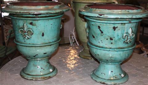 PAIR OF SMALL FRENCH ANDUZE BLUE GREEN 1452b2