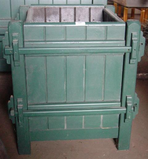 PAIR SMALL GREEN PAINTED PLANTERS Other