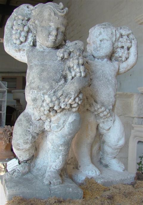 PAIR OF CAST STONE CHERUBS each 145310