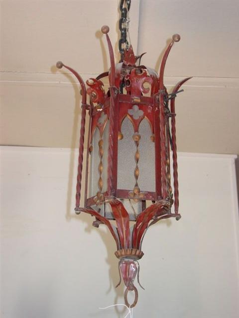 PAIR RED GOTHIC LANTERNS FROM THE