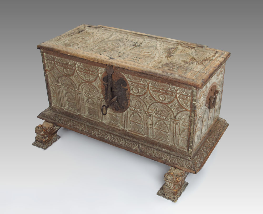 ORNATE ANTIQUE CARVED COFFER WITH 145392