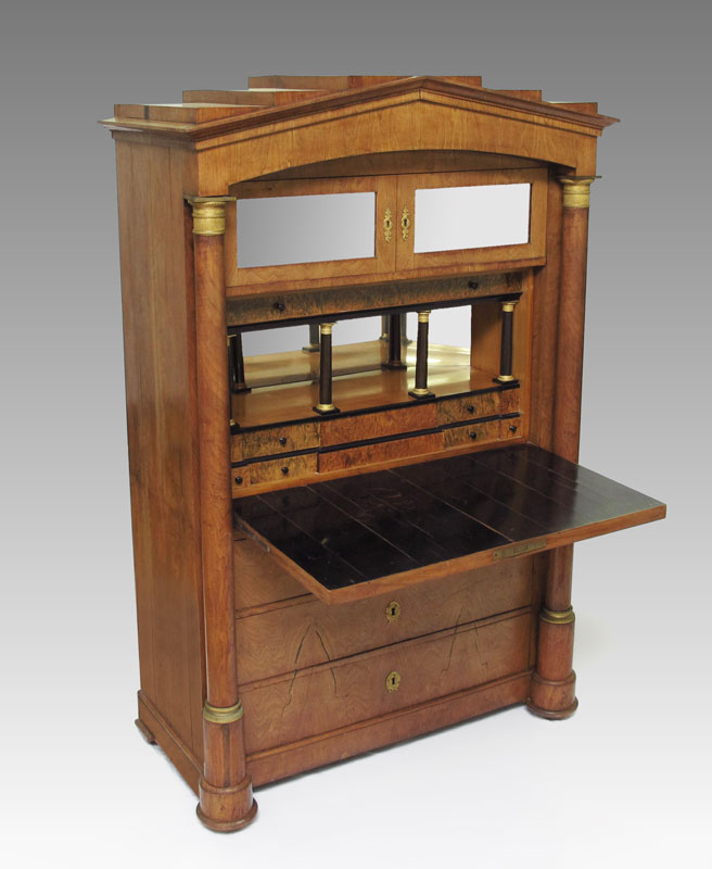 19TH C BIEDERMEIER FALL FRONT SECRETARY  14539e