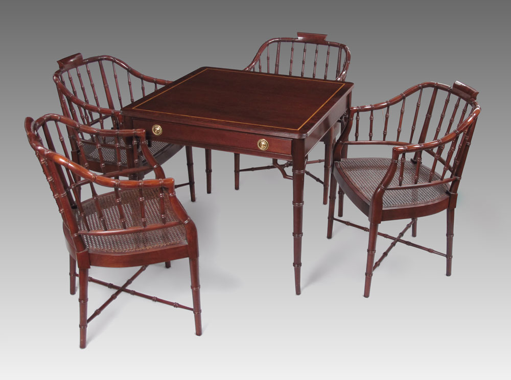 A FINE GAME TABLE AND 4 CHAIRS 145404