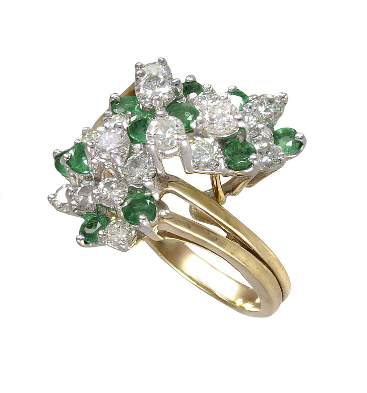 EMERALD AND DIAMOND RING 14K yellow 14540d