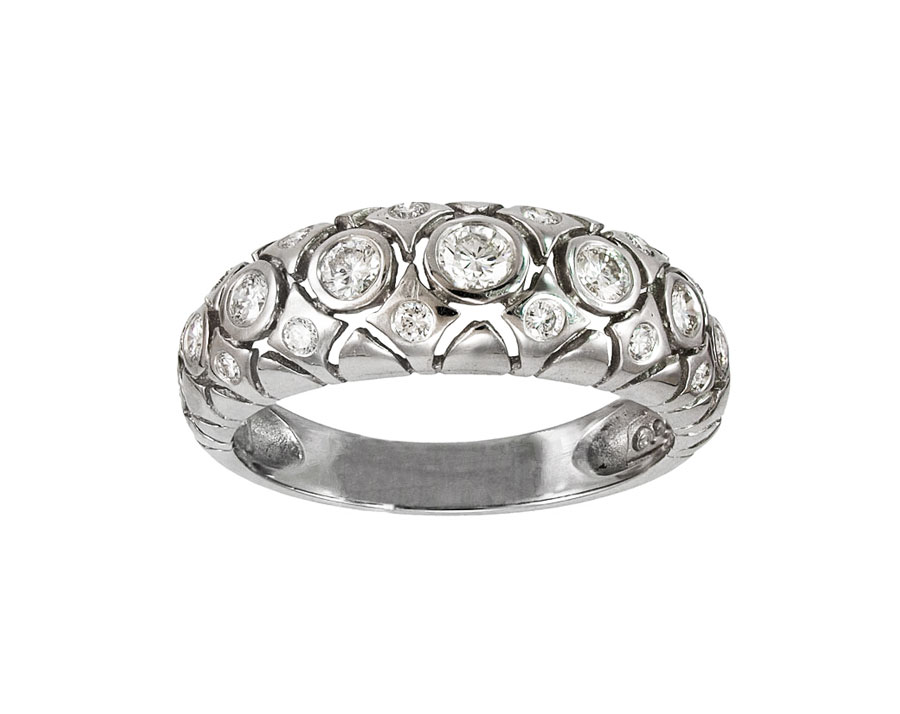 18K FILIGREE DIAMOND DOME BAND