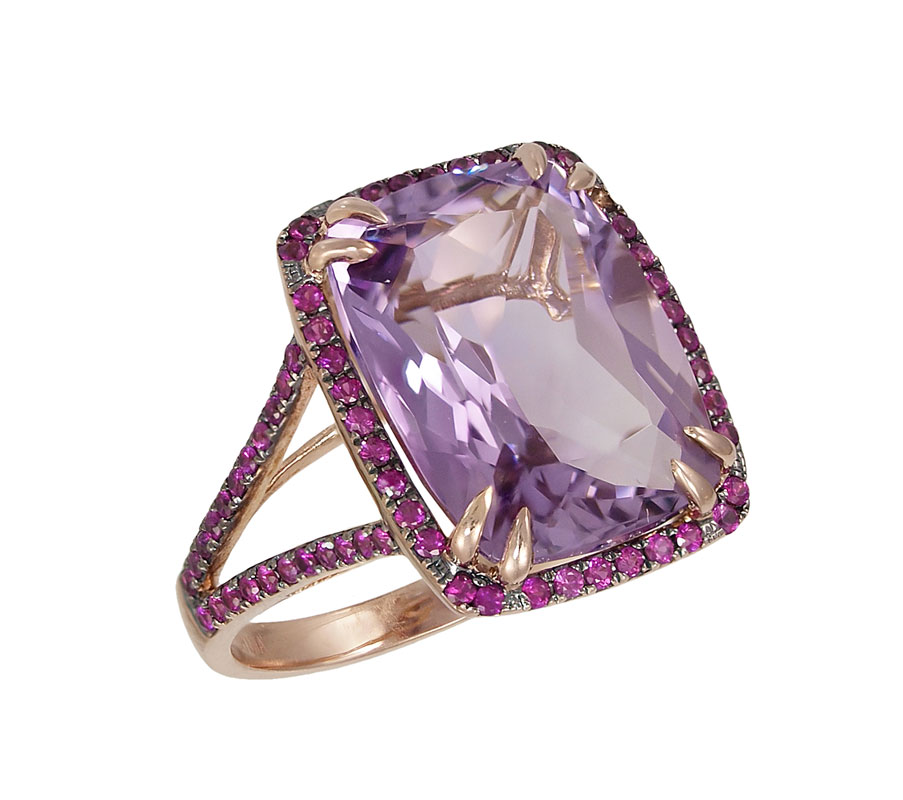 AMETHYST AND PINK SAPPHIRE RING: