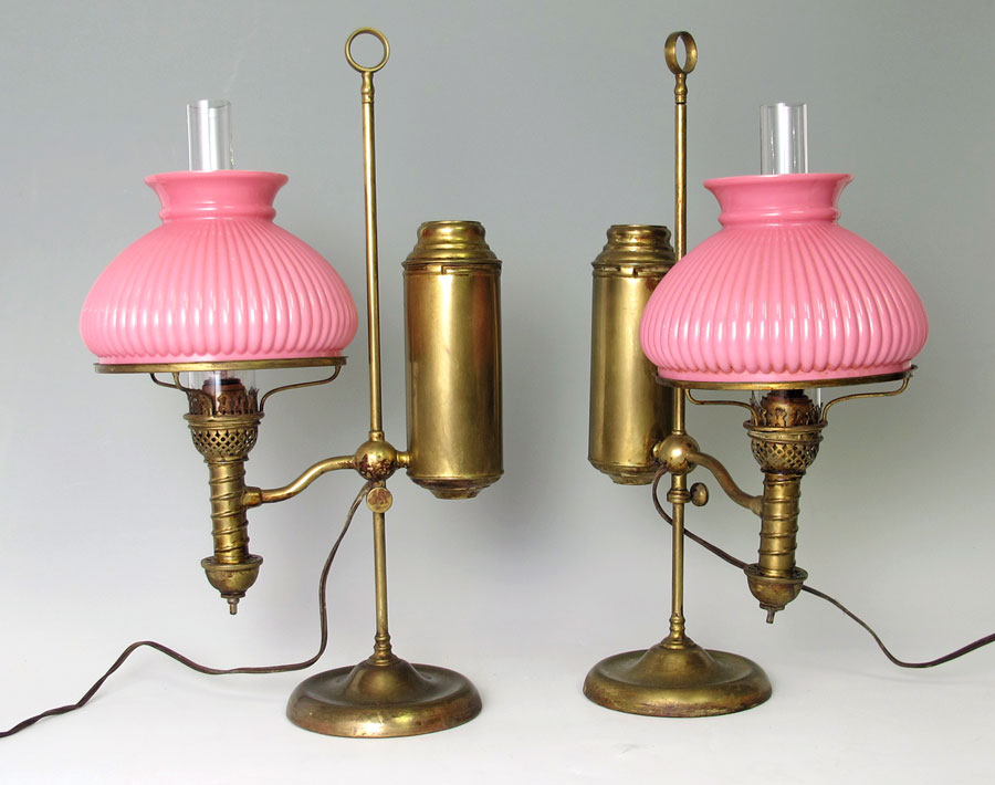 PAIR OF SINGLE FONT STUDENT LAMPS  1454cc