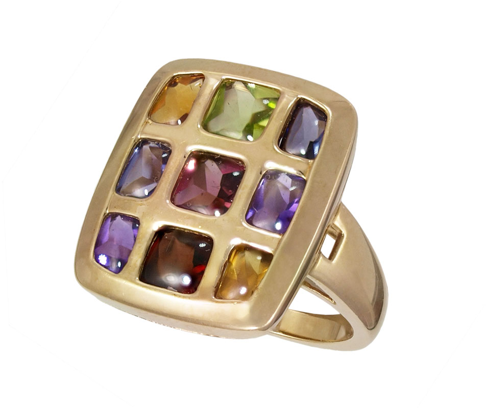 MIXED GEMSTONE RING 10K yellow 1454c7