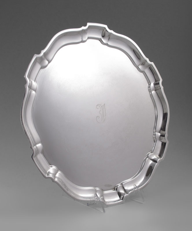 LARGE POOLE CHIPPENDALE STERLING PLATTER: