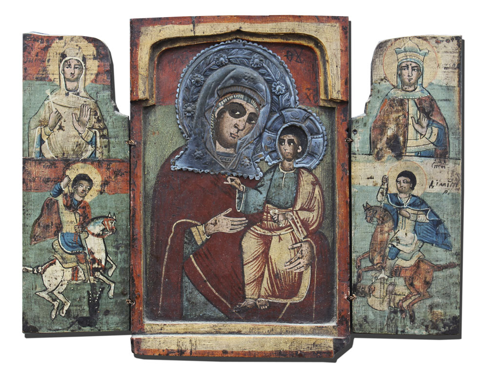 TRI-PANEL ICON WITH MADONNA AND