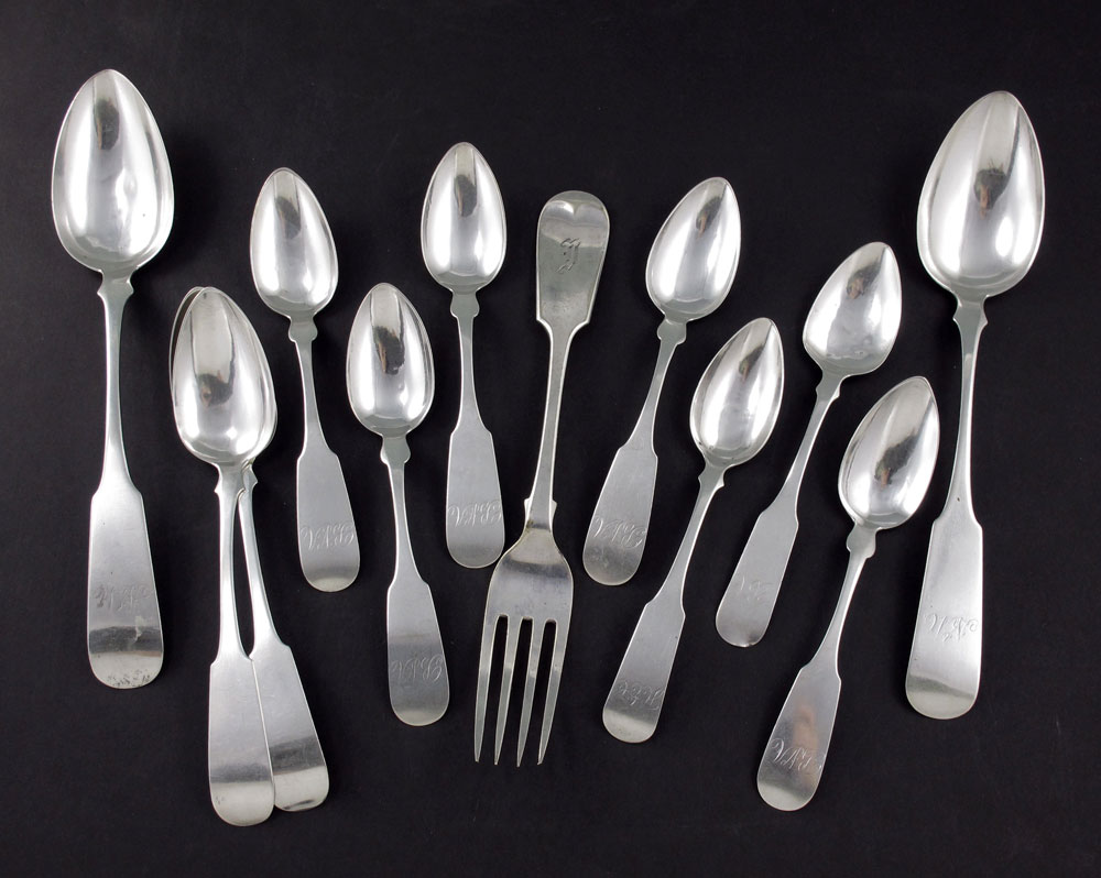 11 PIECE COLLECTION OF COIN SILVER SPOONS: