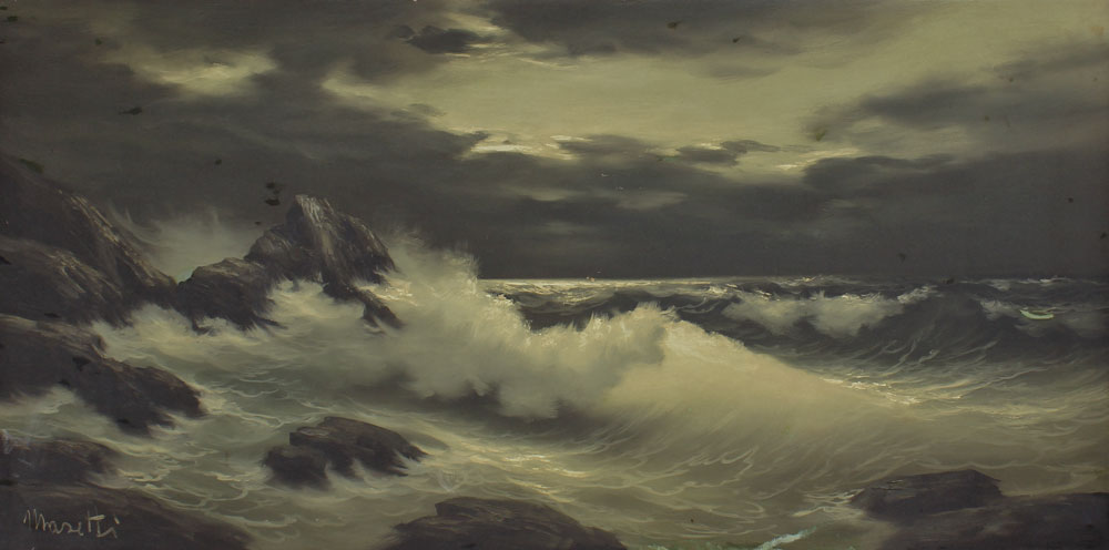 LARGE PAINTING OF SURF CRASHING 1454ed