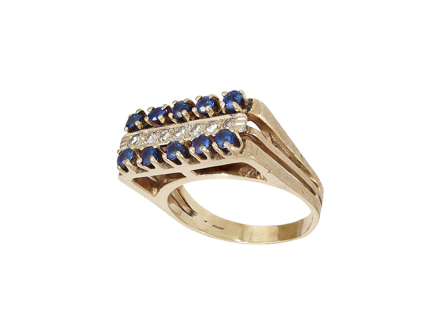 14K SAPPHIRE DIAMOND RING 14K 14552f