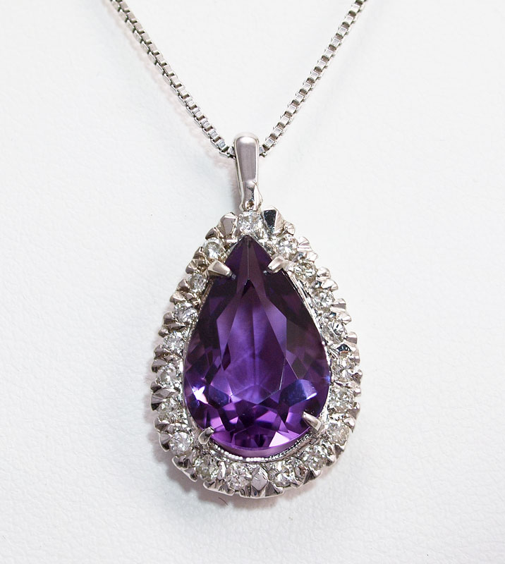 5 CT AMETHYST DIAMOND NECKLACE  14552a