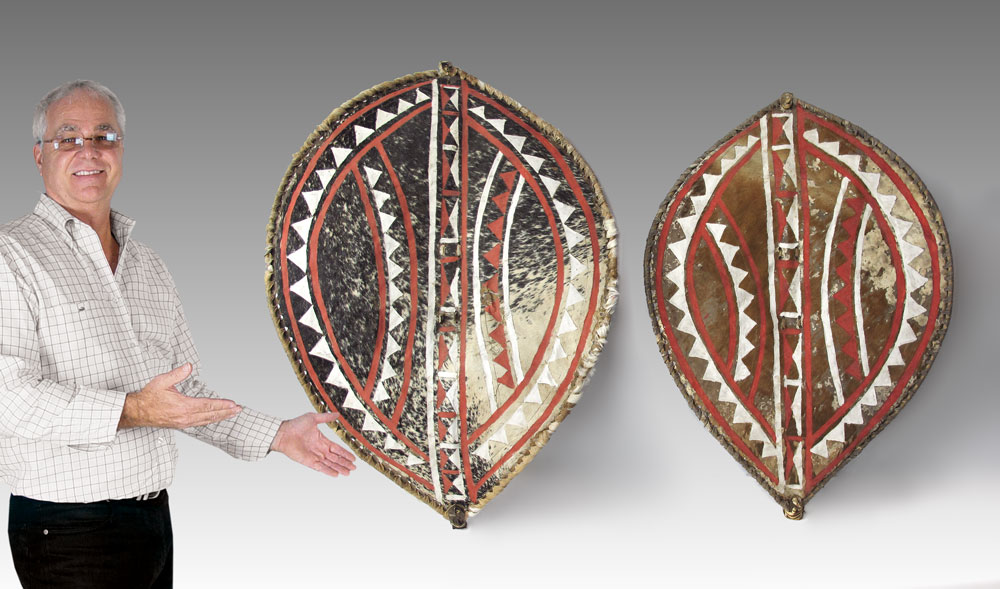 TWO AFRICAN MASAI SHIELDS approx  145533