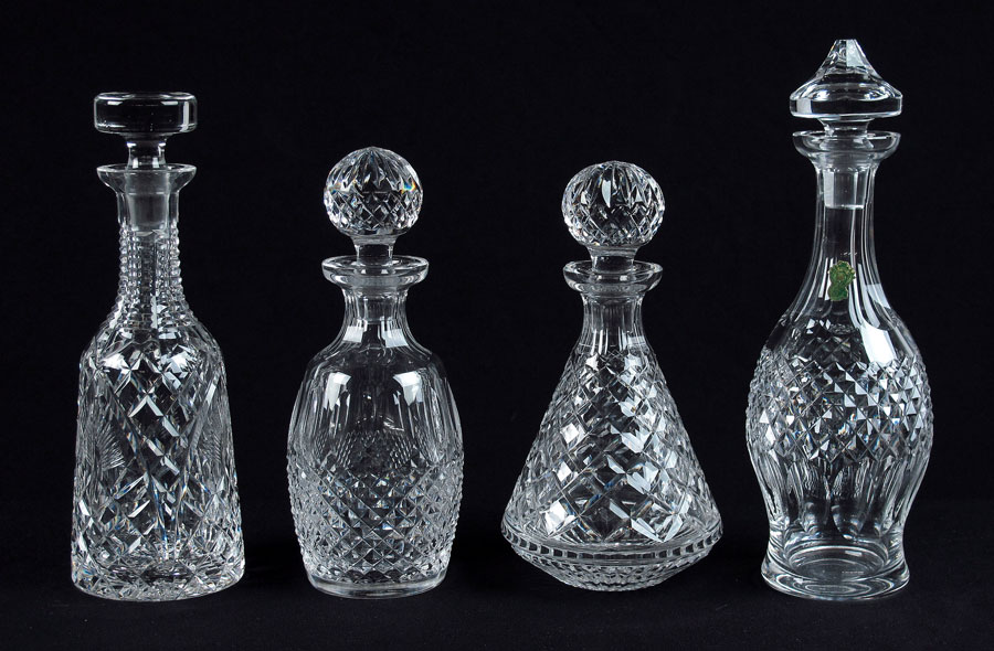 4 WATERFORD DECANTERS: 10 1/2''