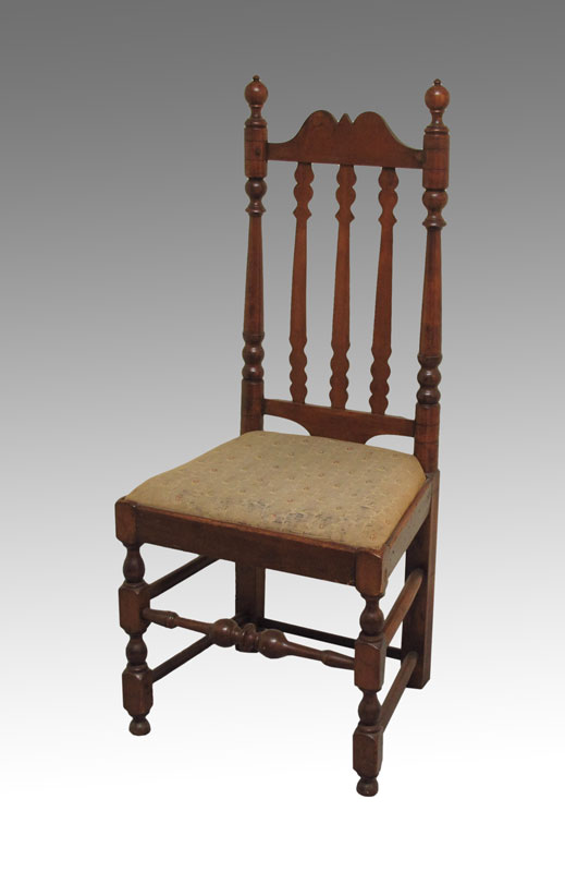 EARLY BANNISTER BACK SIDE CHAIR: Shaped