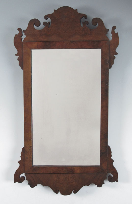 PERIOD CHIPPENDALE MIRROR: Burl