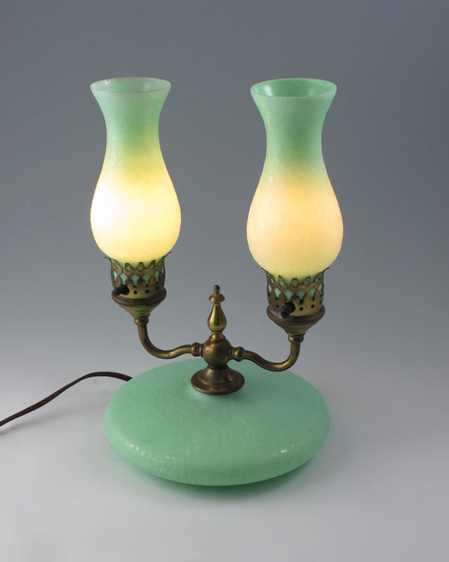 JEFFERSON JADEITE GREEN GLASS LAMP: