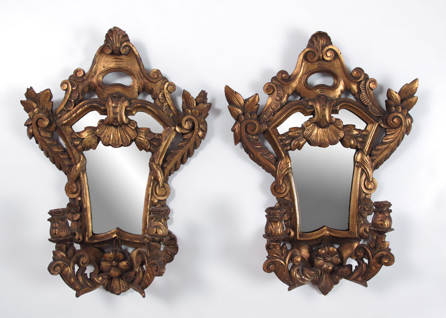 PAIR OF GILT WOOD MIRROR SCONCES  145608