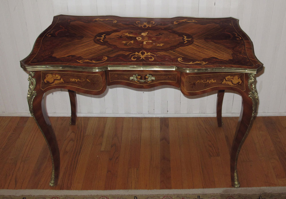 FRENCH STYLE INLAY AND ORMOLU DESK: