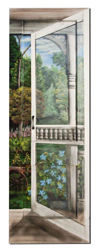 UNUSUAL TROMP L'OEIL PAINTED DOOR: