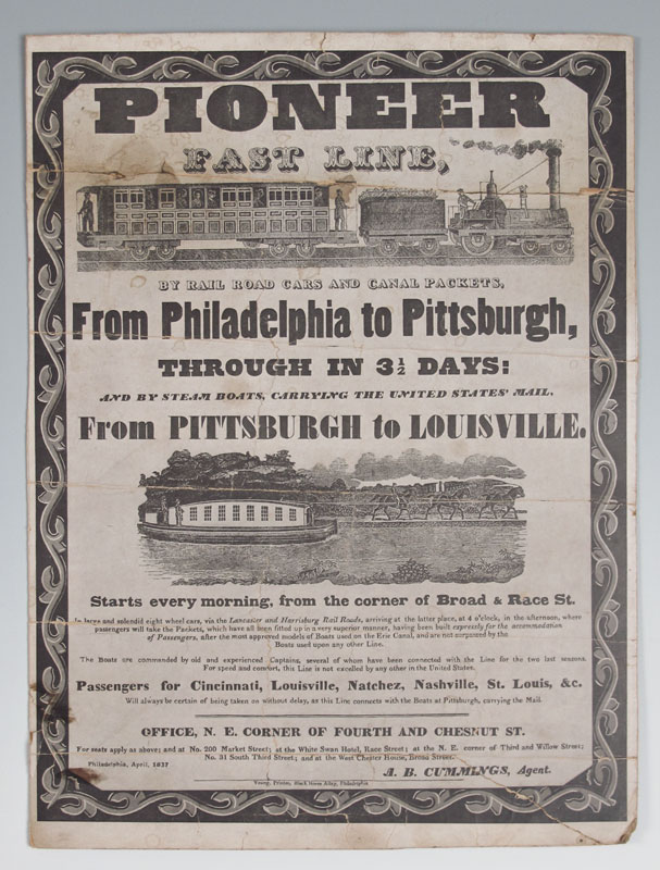 1837 PIONEER FAST LINE TRAIN BROADSIDE  145645