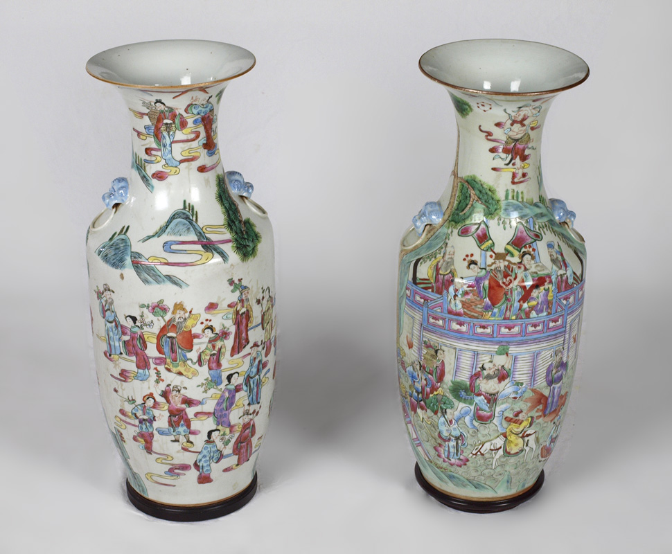 TALL PAIR OF CHINESE POLYCHROME