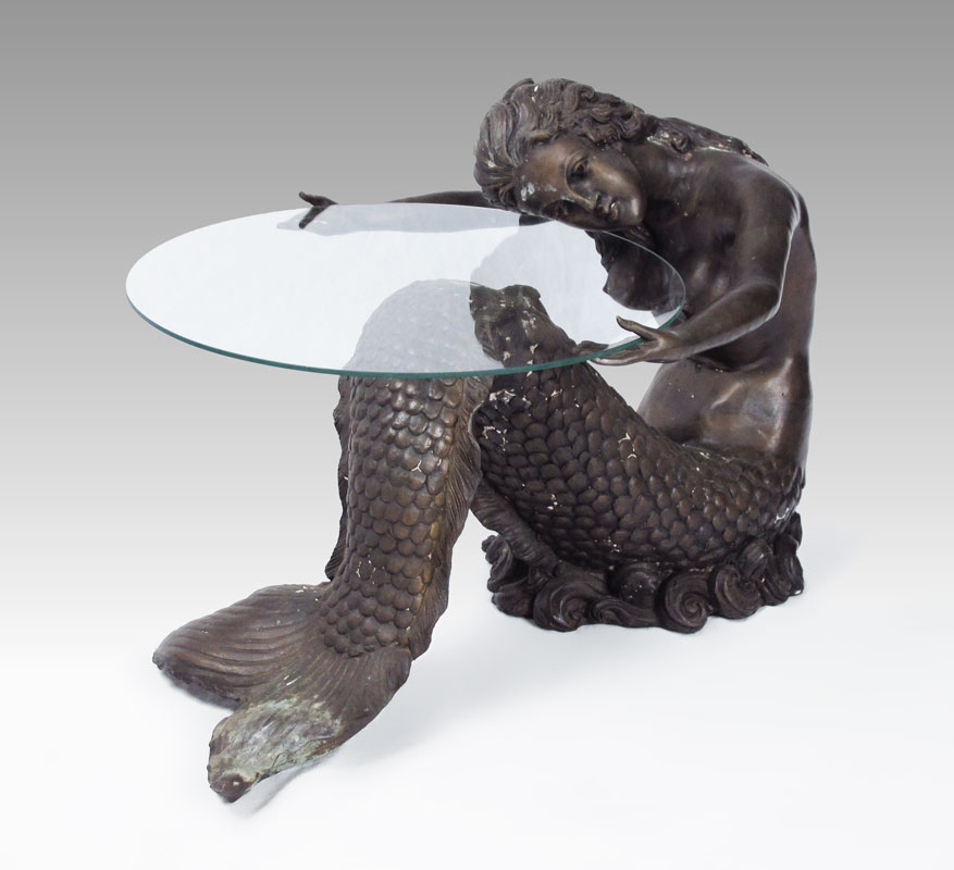 BRONZE FIGURAL MERMAID: Removable
