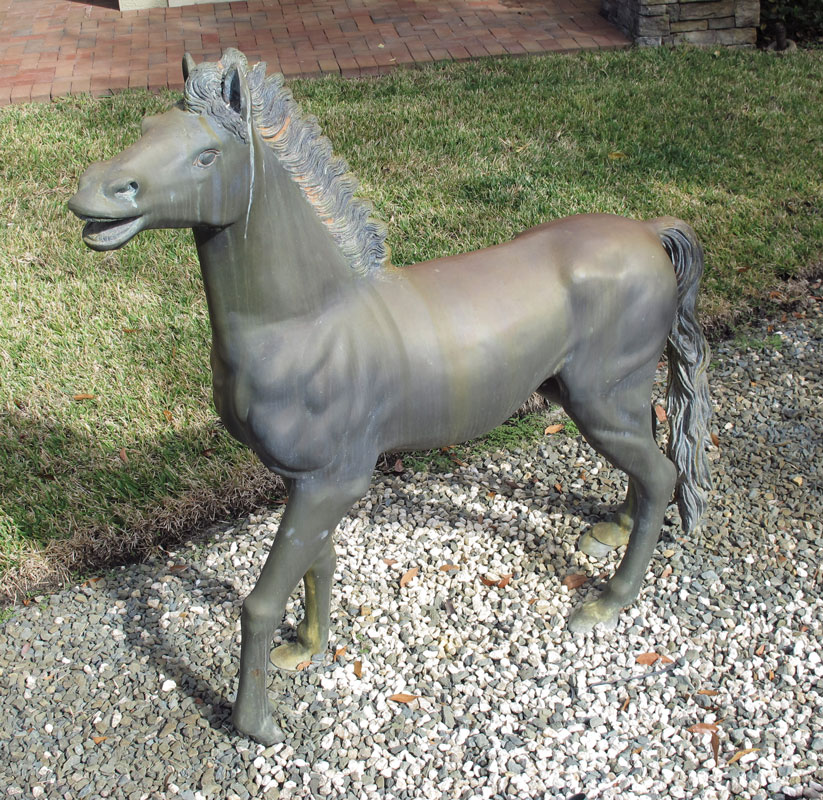 LARGE BRONZE HORSE: Nearly life