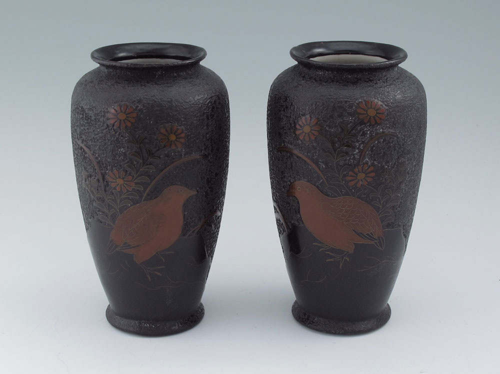 PAIR JAPANESE TOTAI CLOISONNE VASES  1456ac