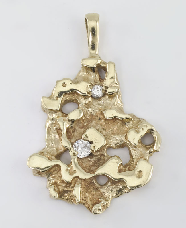 14K DIAMOND NUGGET PENDANT 14K 1456ae