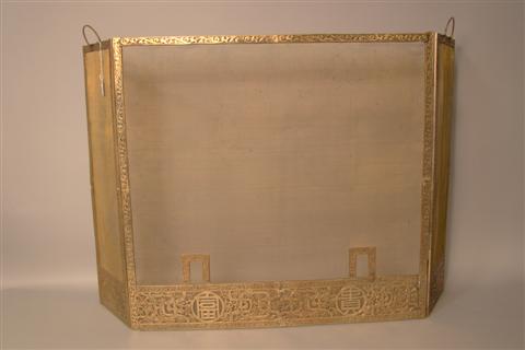 CHINESE BRASS FOLDING FIRESCREEN 14574c