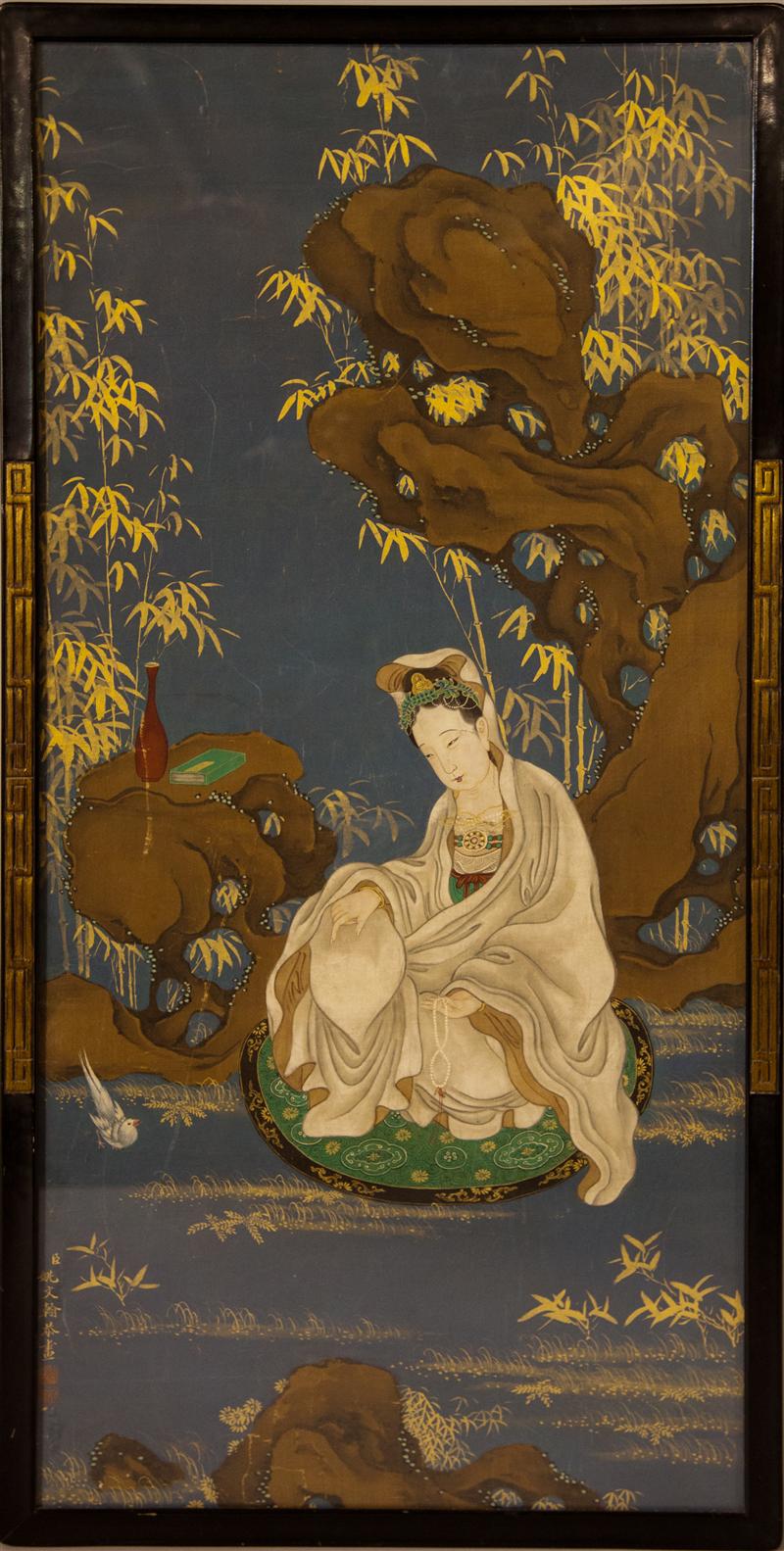 CHINESE PAINTING OF GUANYIN AMIDST