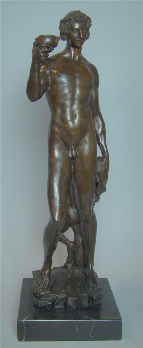 BRONZE BACCHUS AND BOY signed Enacepe