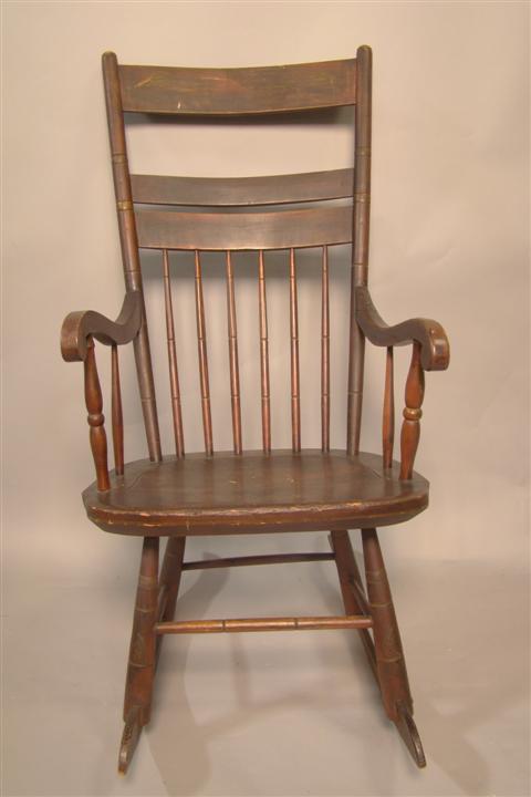 AMERICAN STAINED WINDSOR ROCKING CHAIR