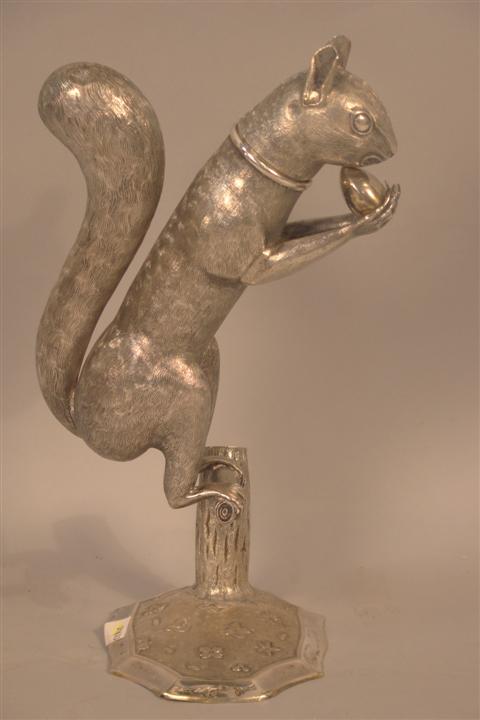 SILVER SQUIRREL FORM COVERED JUG bearing