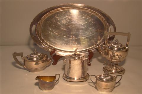 GORHAM PLATED TEA SERVICE AND TRAY