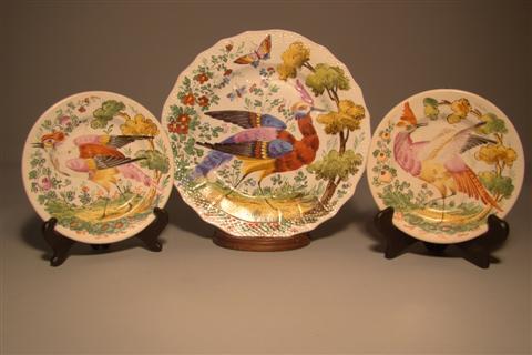 CREAMWARE CABINET PLATE AND TWO